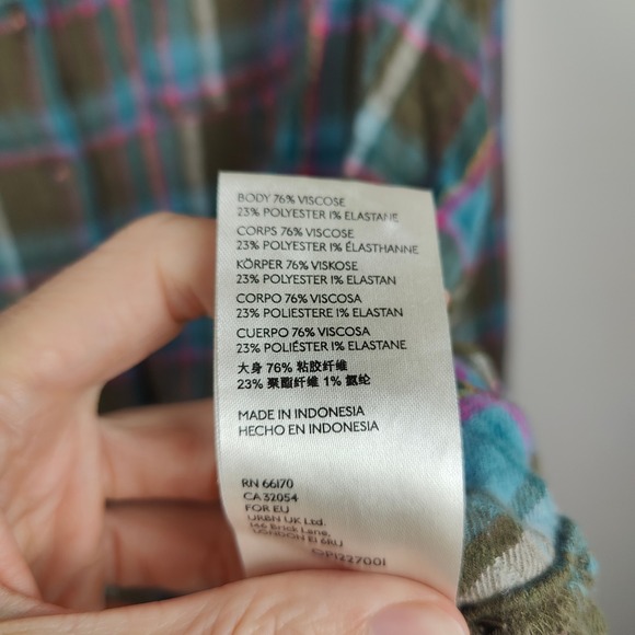 Anthropologie Green and Blue Plaid Button Down Shirt - Picture 8 of 8